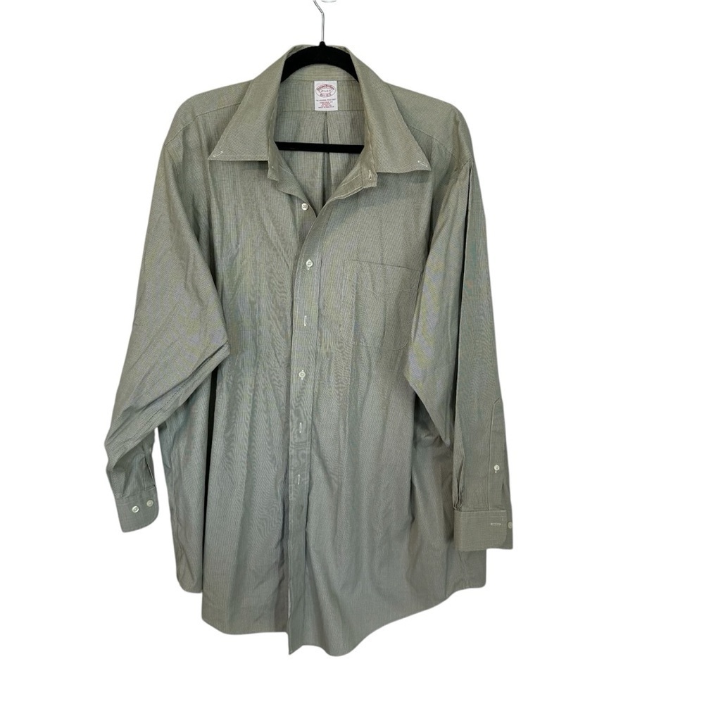 Brooks Brothers Mens Traditional Fit Long Sleeve Green Button Up Sz 17.5-2/3 GUC